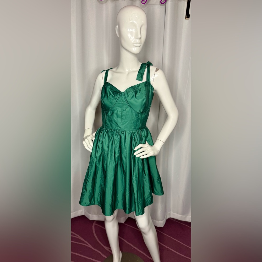 NWT Johnny Wujek Sleeveless Fit + Flare Dress, Hunter Green - Picture 6 of 12